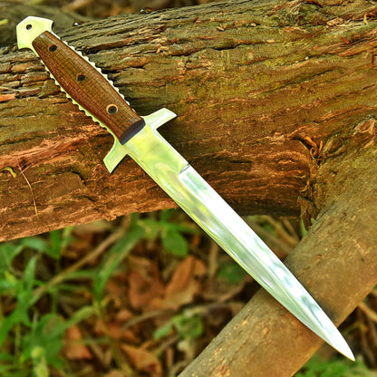 Handmade Carbon Steel Double Edge Blade Dagger Knife Full Tang Micarta Handle