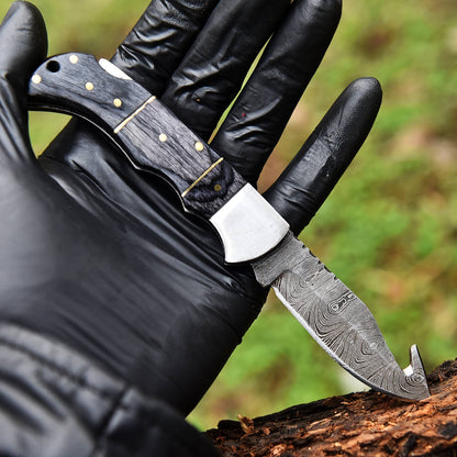 Custom Hand Forged EDC Damascus Steel Blade Folding Blade Pocket Knife