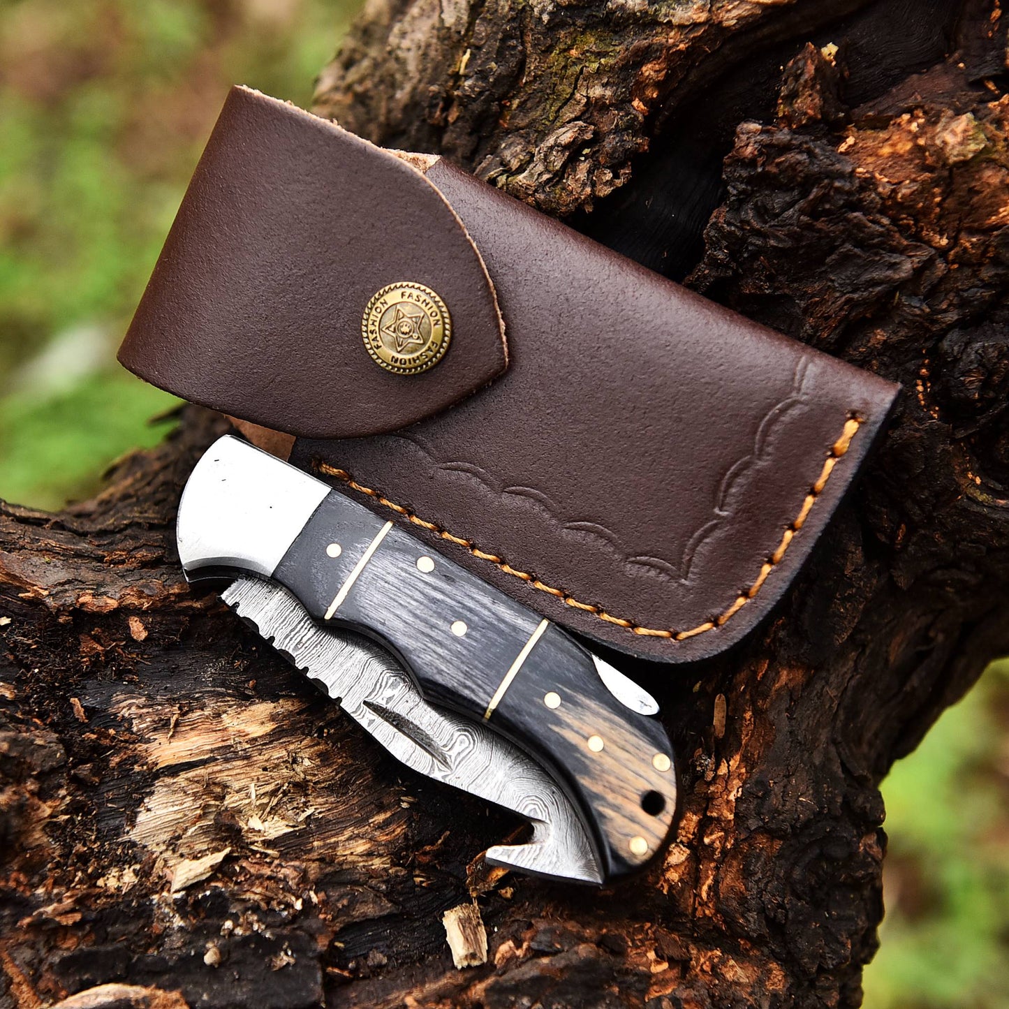 Custom Hand Forged EDC Damascus Steel Blade Folding Blade Pocket Knife