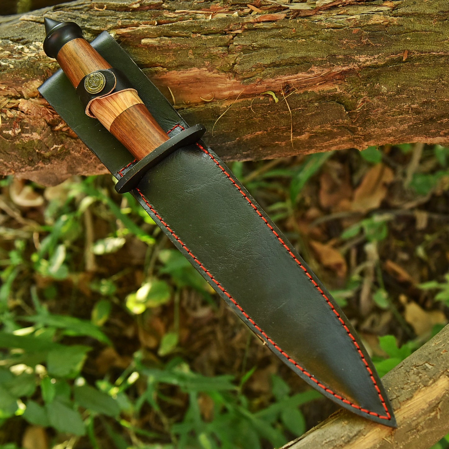 Hand Forged Carbon Steel Hunting Double Edge Boot Knife Wood Handle