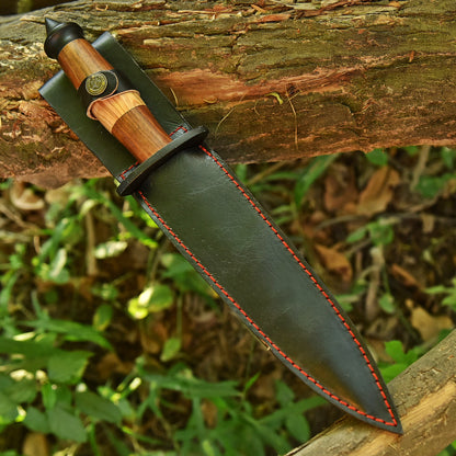 Hand Forged Carbon Steel Hunting Double Edge Boot Knife Wood Handle