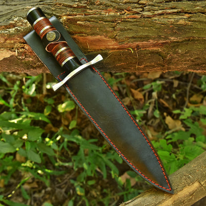 Handmade Damascus Steel Double Edge Blade Dagger Knife Steel Resin Leather Handle
