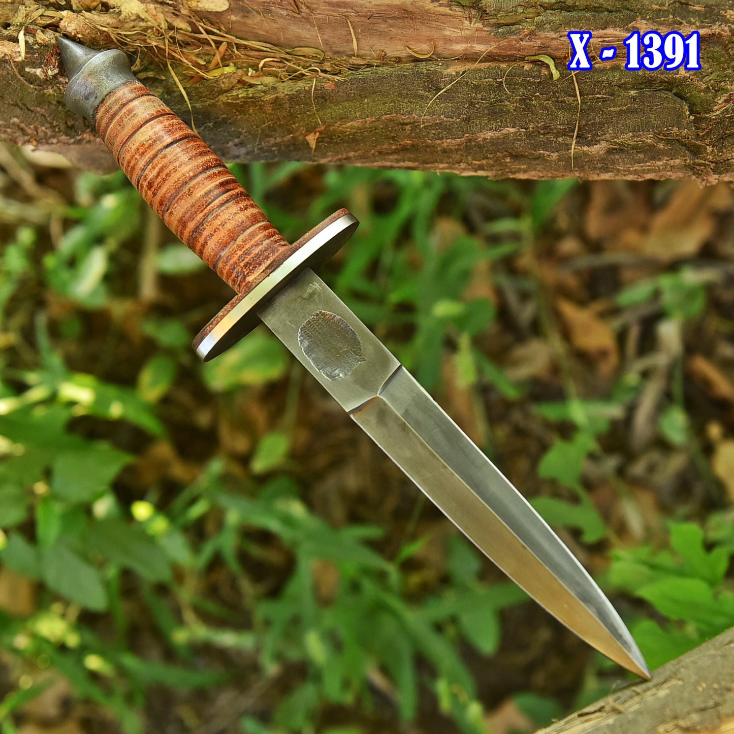 Handmade Carbon Steel Dagger Knife 12" FULL TANG KNIFE Leather Handle With Sheath
