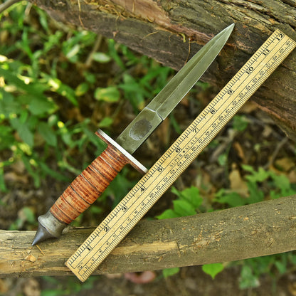Handmade Carbon Steel Dagger Knife 12" FULL TANG KNIFE Leather Handle With Sheath