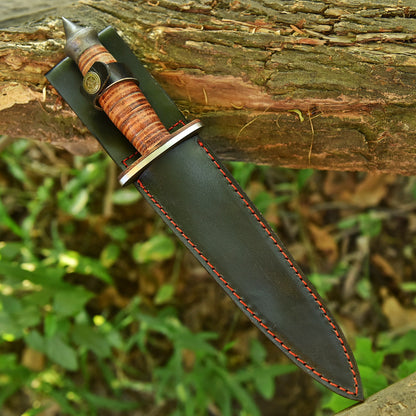 Handmade Carbon Steel Dagger Knife 12" FULL TANG KNIFE Leather Handle With Sheath