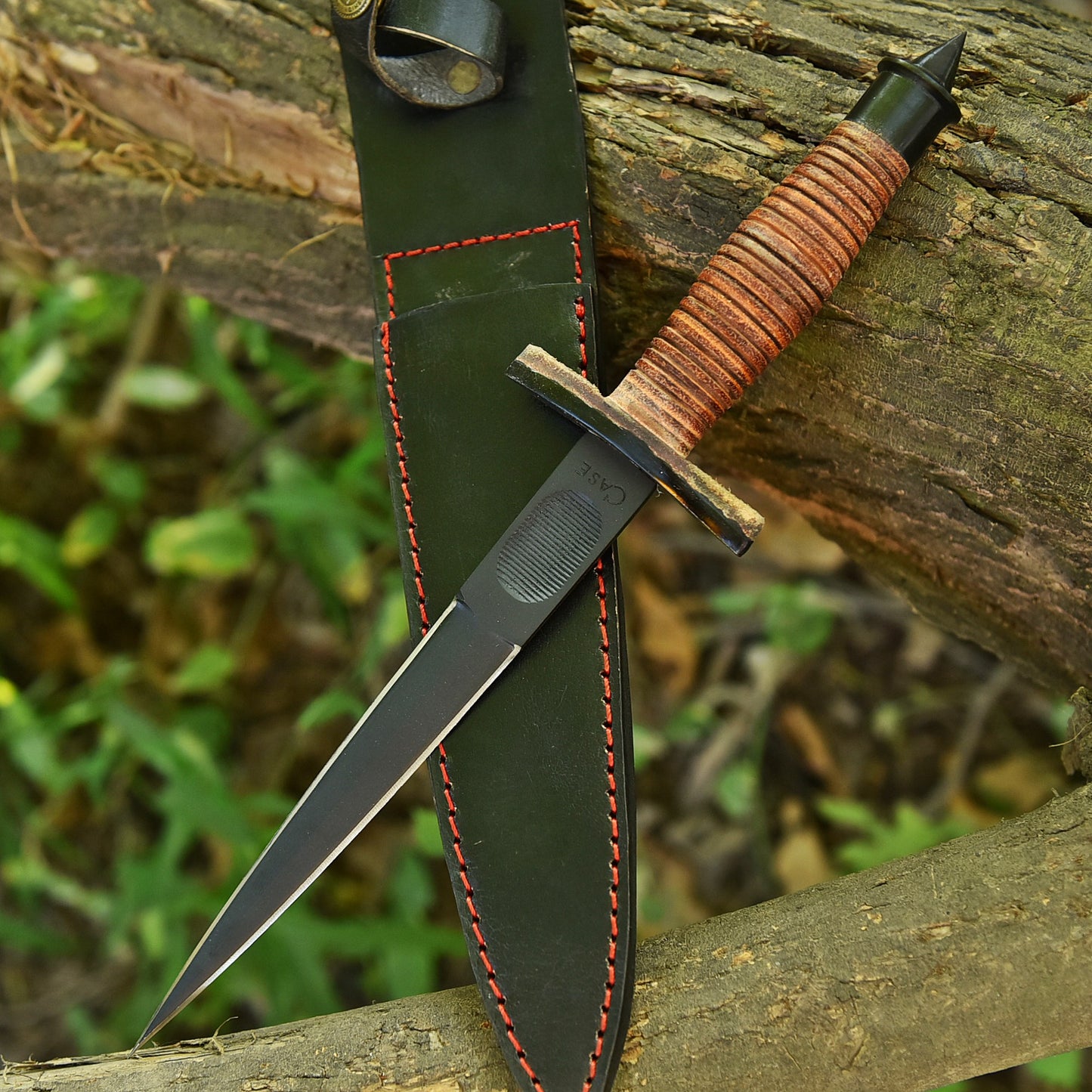 12" Handmade Carbon Steel Dagger Full Tang Knife Leather Handle With Sheath