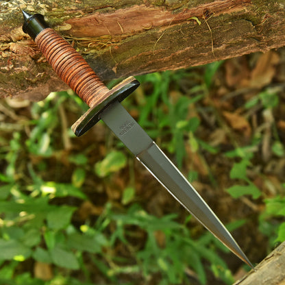 12" Handmade Carbon Steel Dagger Full Tang Knife Leather Handle With Sheath