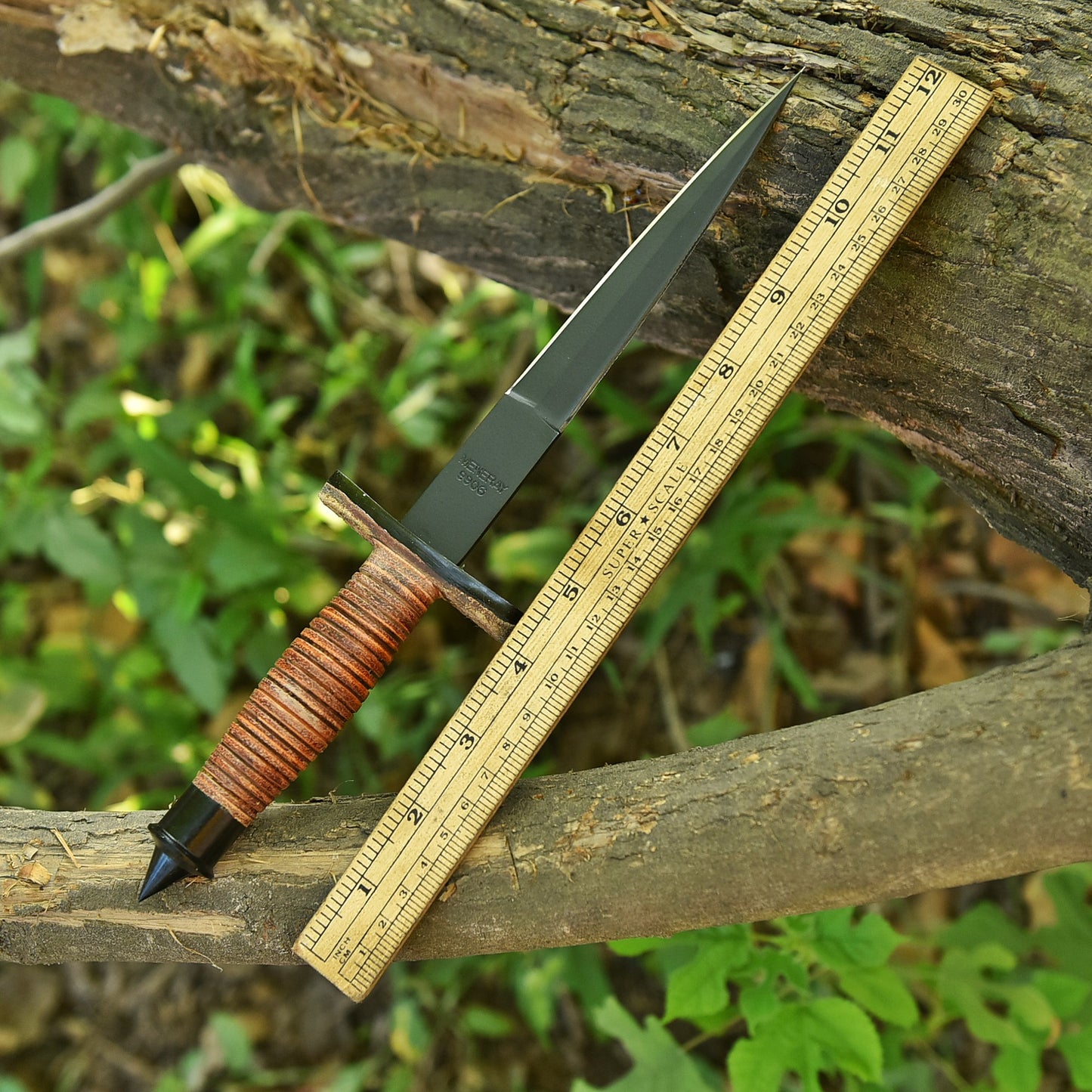 12" Handmade Carbon Steel Dagger Full Tang Knife Leather Handle With Sheath