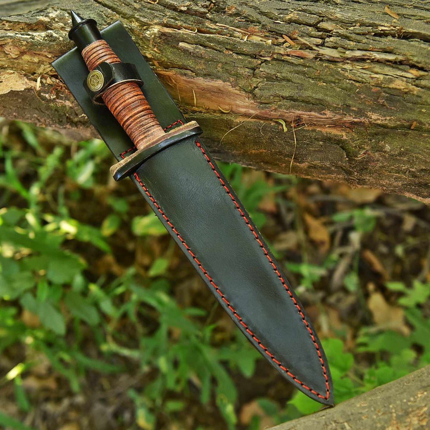 12" Handmade Carbon Steel Dagger Full Tang Knife Leather Handle With Sheath