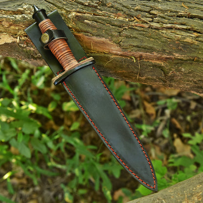 12" Handmade Carbon Steel Dagger Full Tang Knife Leather Handle With Sheath