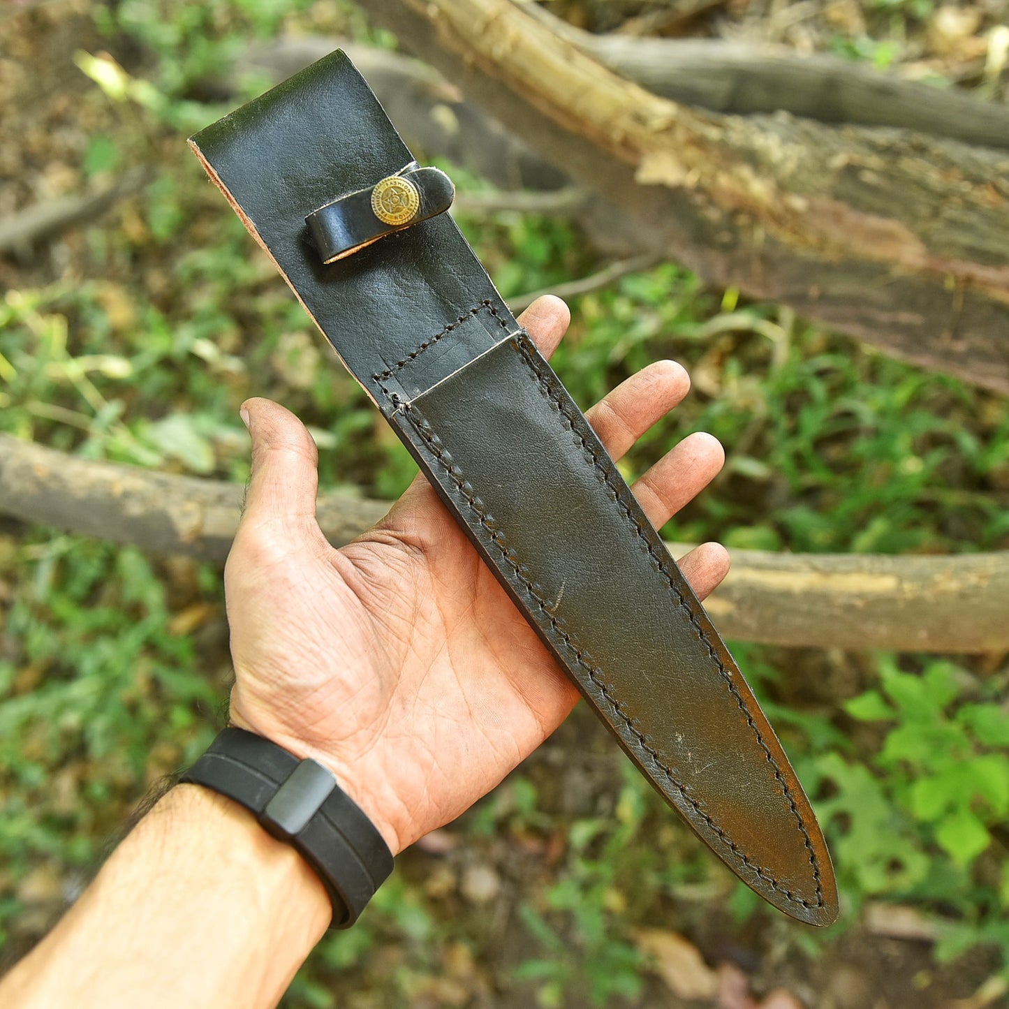 Premium Build Tactical Double Edge Blade Knife Leather Buffalo Sheath