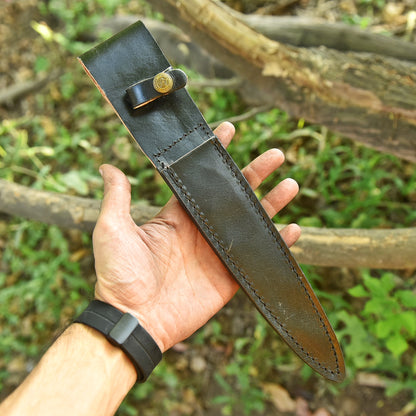 Premium Build Tactical Double Edge Blade Knife Leather Buffalo Sheath