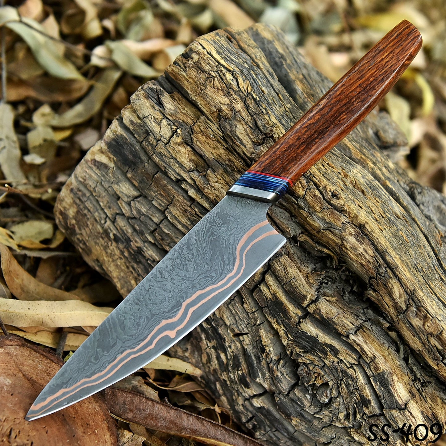 Handmade Copper Damascus Kitchen Knife Professional Chef Collection Knife