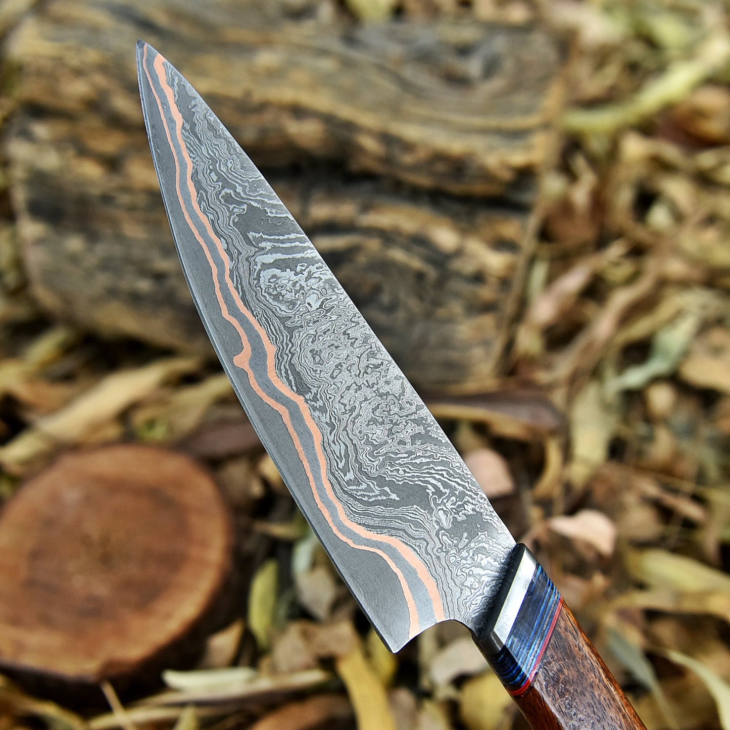 Handmade Copper Damascus Kitchen Knife Professional Chef Collection Knife