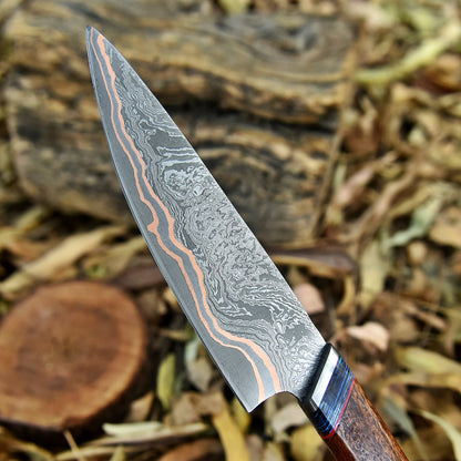 Handmade Copper Damascus Kitchen Knife Professional Chef Collection Knife