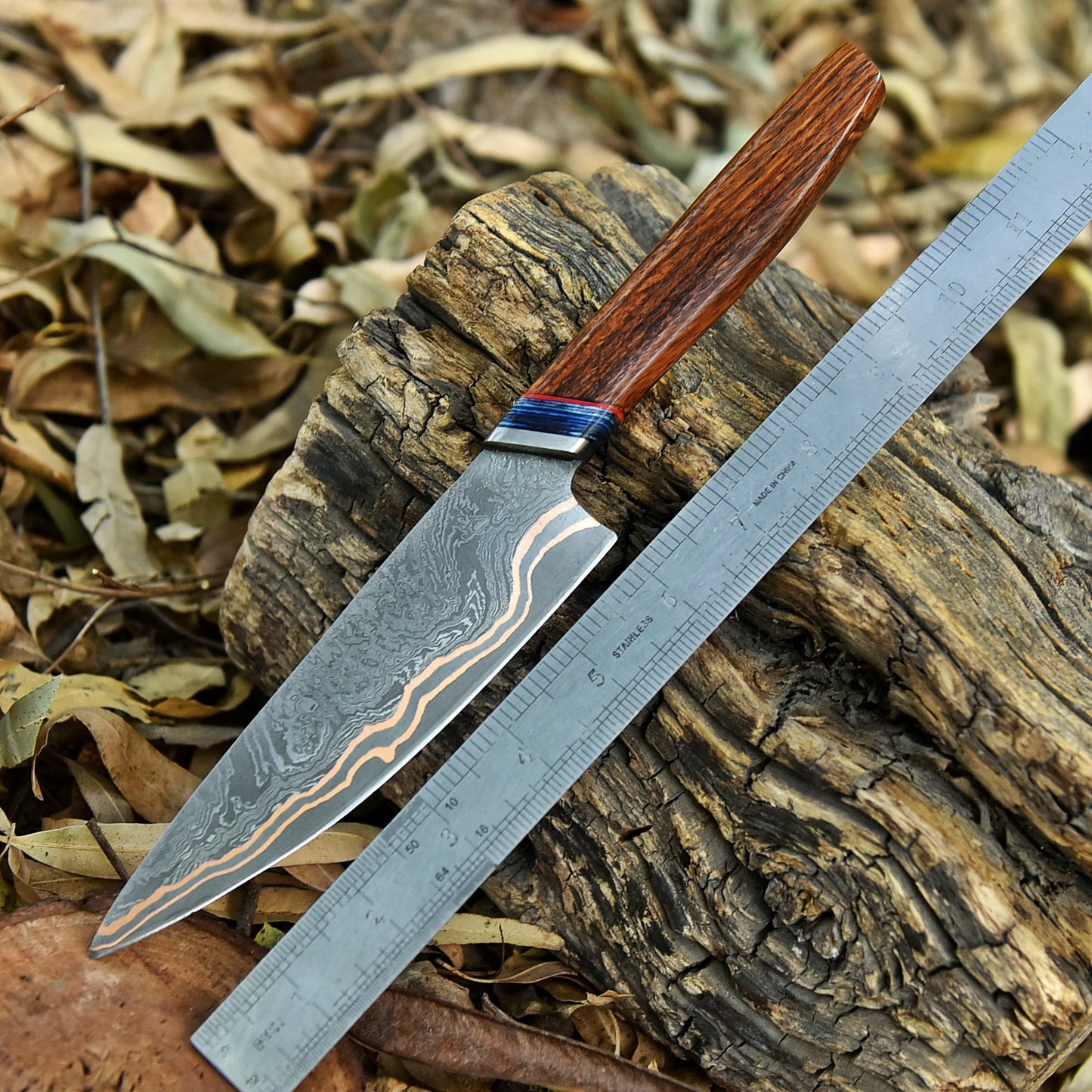 Handmade Copper Damascus Kitchen Knife Professional Chef Collection Knife