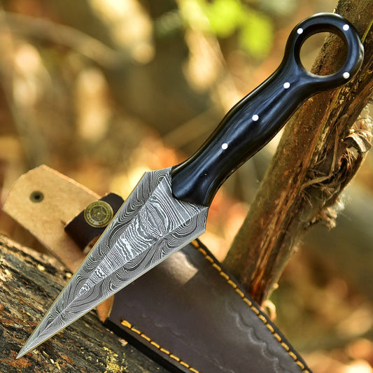 Hand Forged Damascus Steel Double Edge Full Tang Dagger Resin Handle