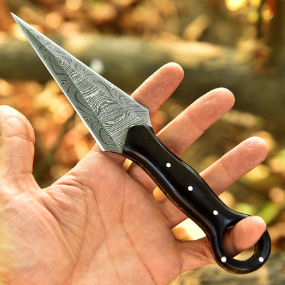 Hand Forged Damascus Steel Double Edge Full Tang Dagger Resin Handle