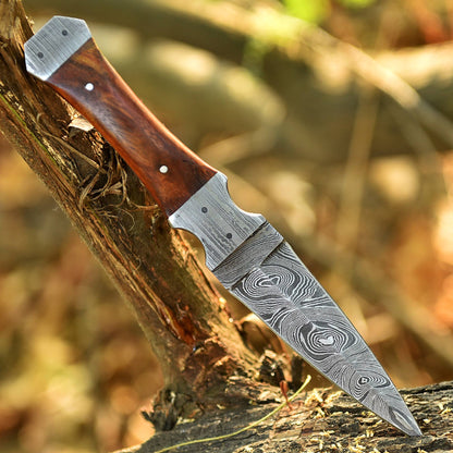 Handmade Damascus Steel Dagger Knife Wood Double Damascus Bolster Handle