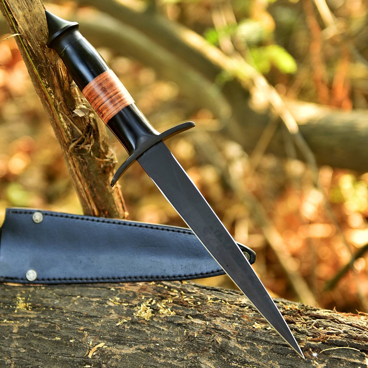 Heavy Duty Handmade Carbon Steel Powder Coat Double Edge Blade Dagger