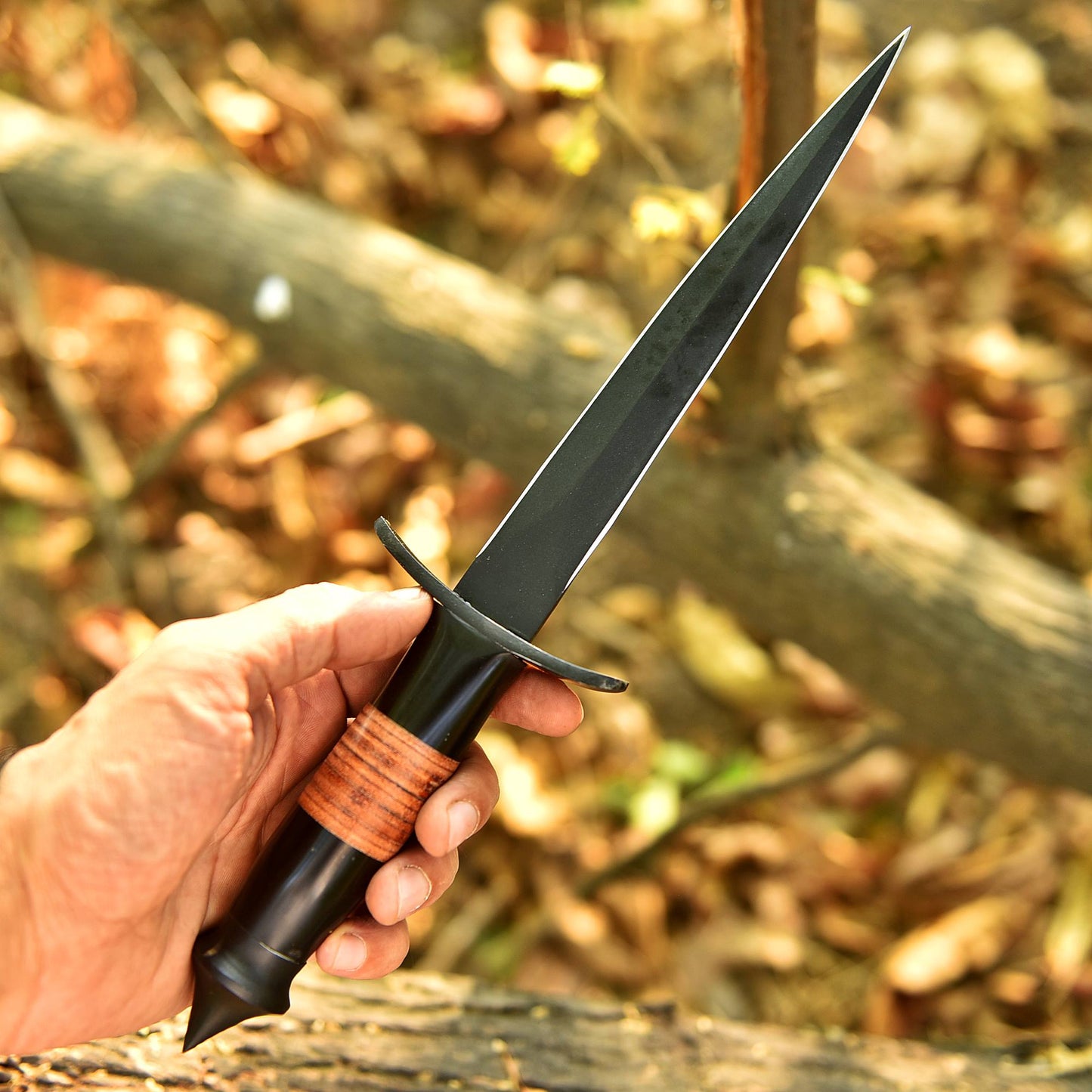 Heavy Duty Handmade Carbon Steel Powder Coat Double Edge Blade Dagger