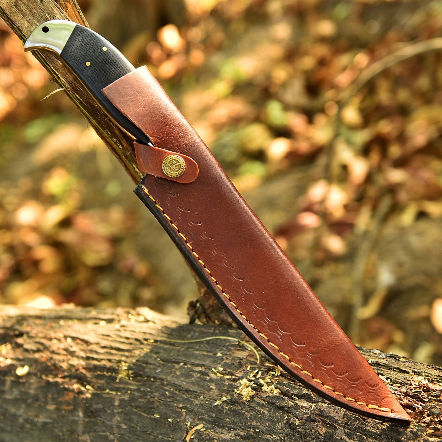 Handcrafted Carbon Steel High Polish Blade Hunting Knife Micarta Handle