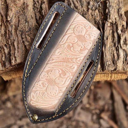 Custom Handmade Fixed Blade Knife Full Grain Leather Engraved Sheath