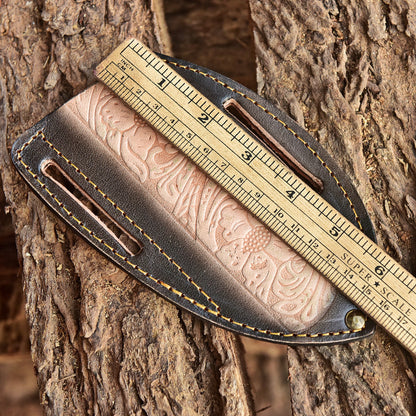 Custom Handmade Fixed Blade Knife Full Grain Leather Engraved Sheath