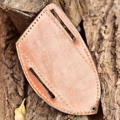Premium Hand Stitched Outdoor Leather Folding Knife Engraved Sheath
