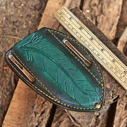 Premium Hand Stitched Outdoor Leather Folding Knife Engraved Sheath