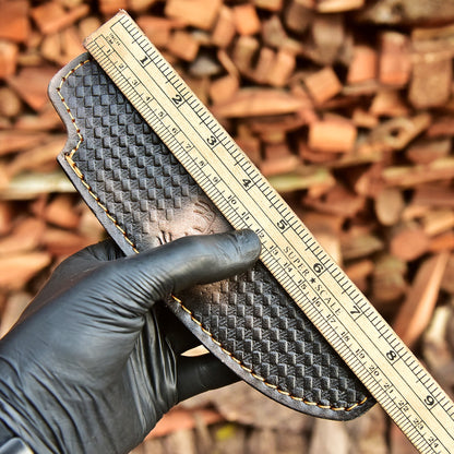 Custom Hand Stitched Sheep Leather Fixed Blade Knife Deer Engraved Sheath