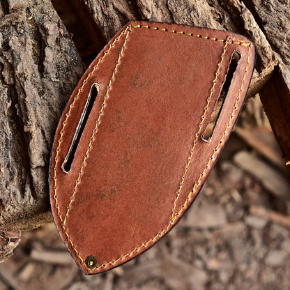 Artisan Handmade Top Grain Leather Fixed Blade Knife Sheath Leaf Engraving