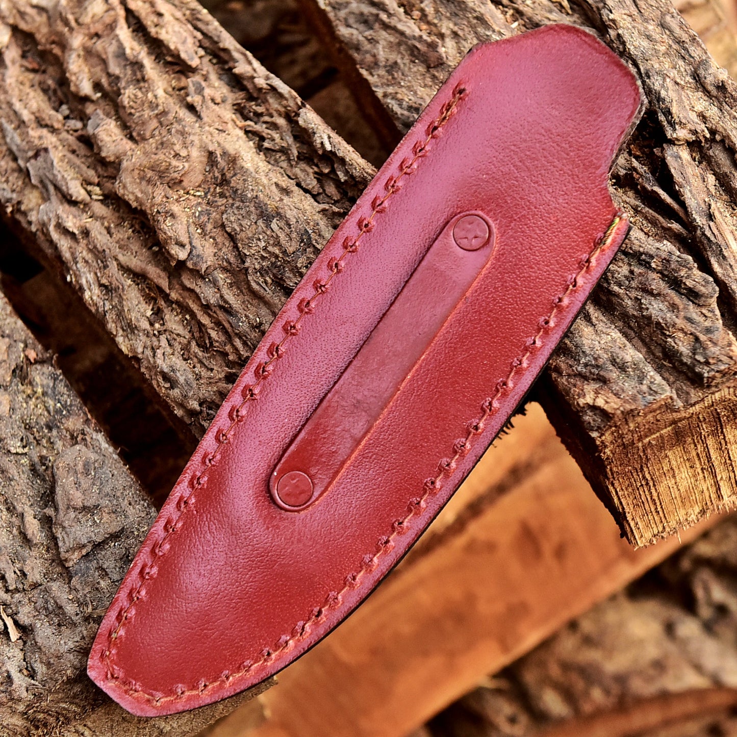 Handcrafted Full Grain Leather Fixed Blade Knife Engraved Sheath