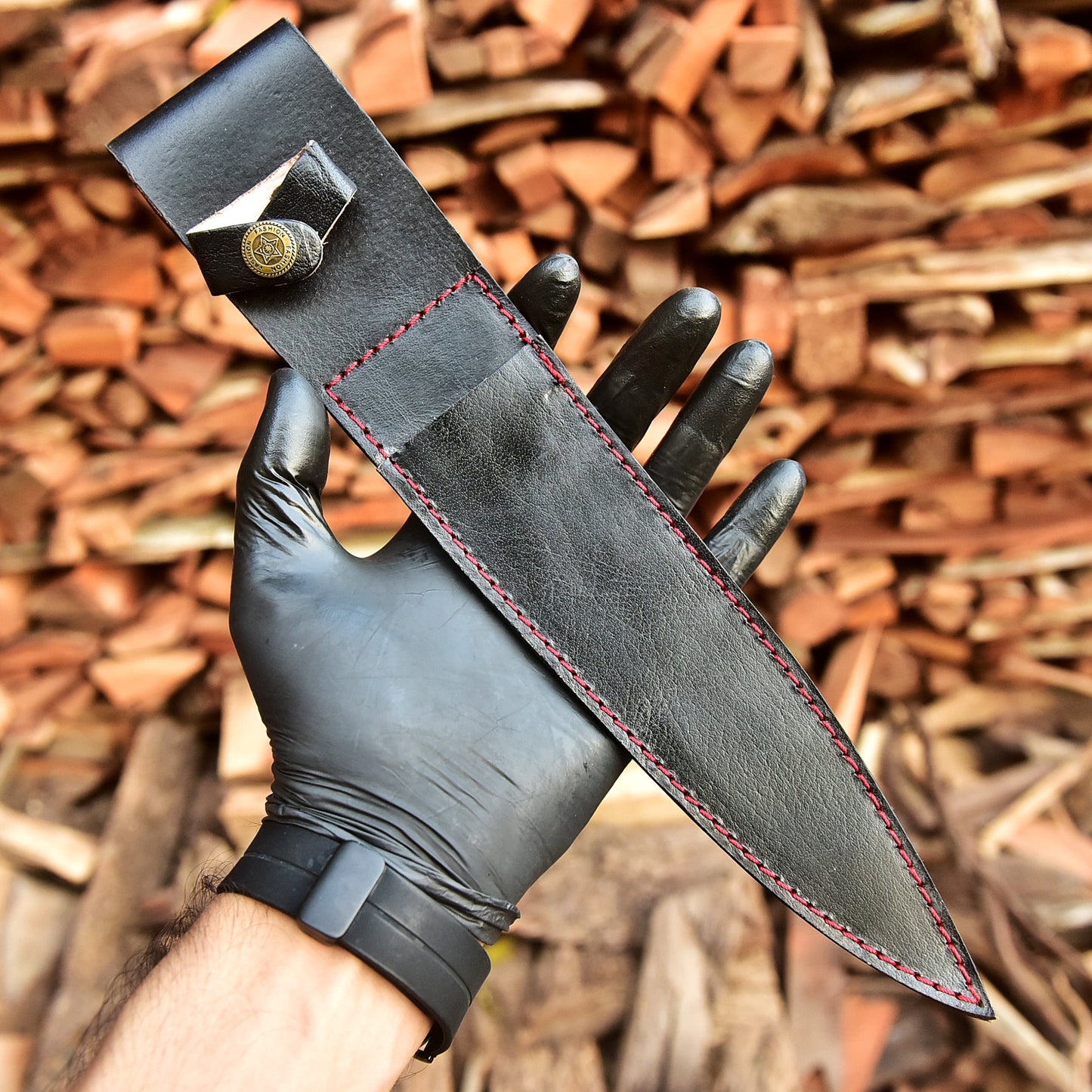 Handmade Heavy Duty Buffalo Leather Double Edge Fixed Blade Knife Sheath