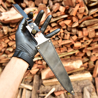Outdoor Carry Durable Top Grain Leather Double Edge Knife Sheath