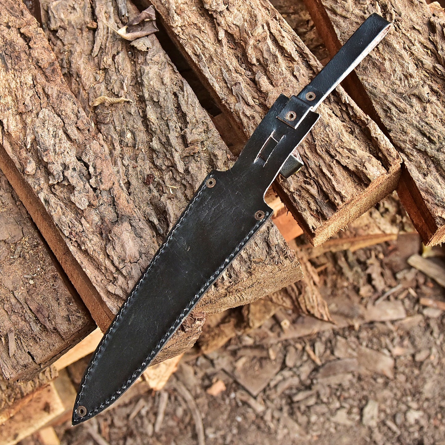 Outdoor Carry Durable Top Grain Leather Double Edge Knife Sheath