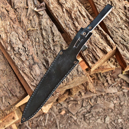 Outdoor Carry Durable Top Grain Leather Double Edge Knife Sheath