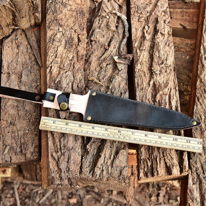 Outdoor Carry Durable Top Grain Leather Double Edge Knife Sheath