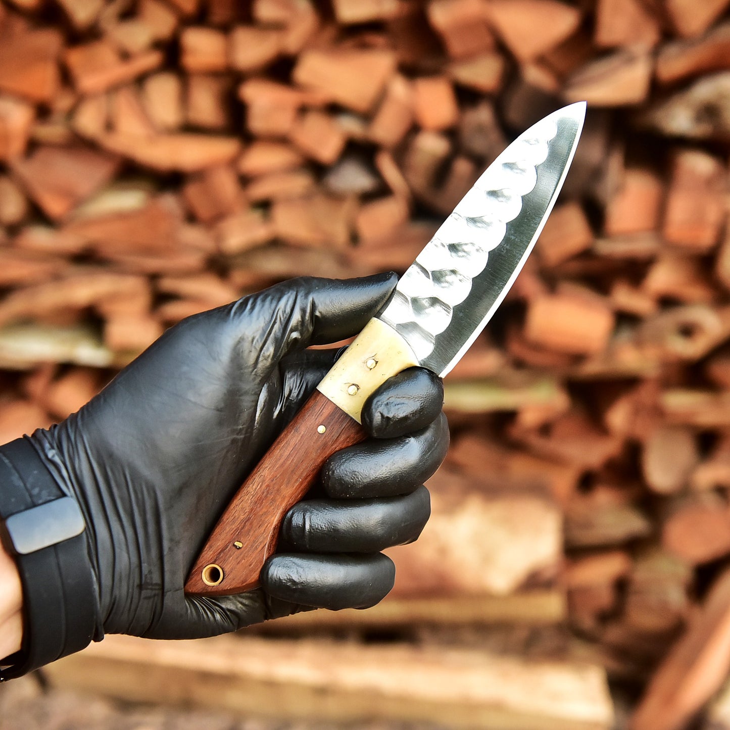 8” Hand Forged Carbon Steel Full Tang Skinner Knife Wood Camel Bone Handle
