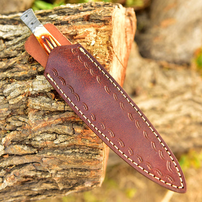 Custom Handmade Damascus Steel Double Edge Blade Dagger Stage Handle