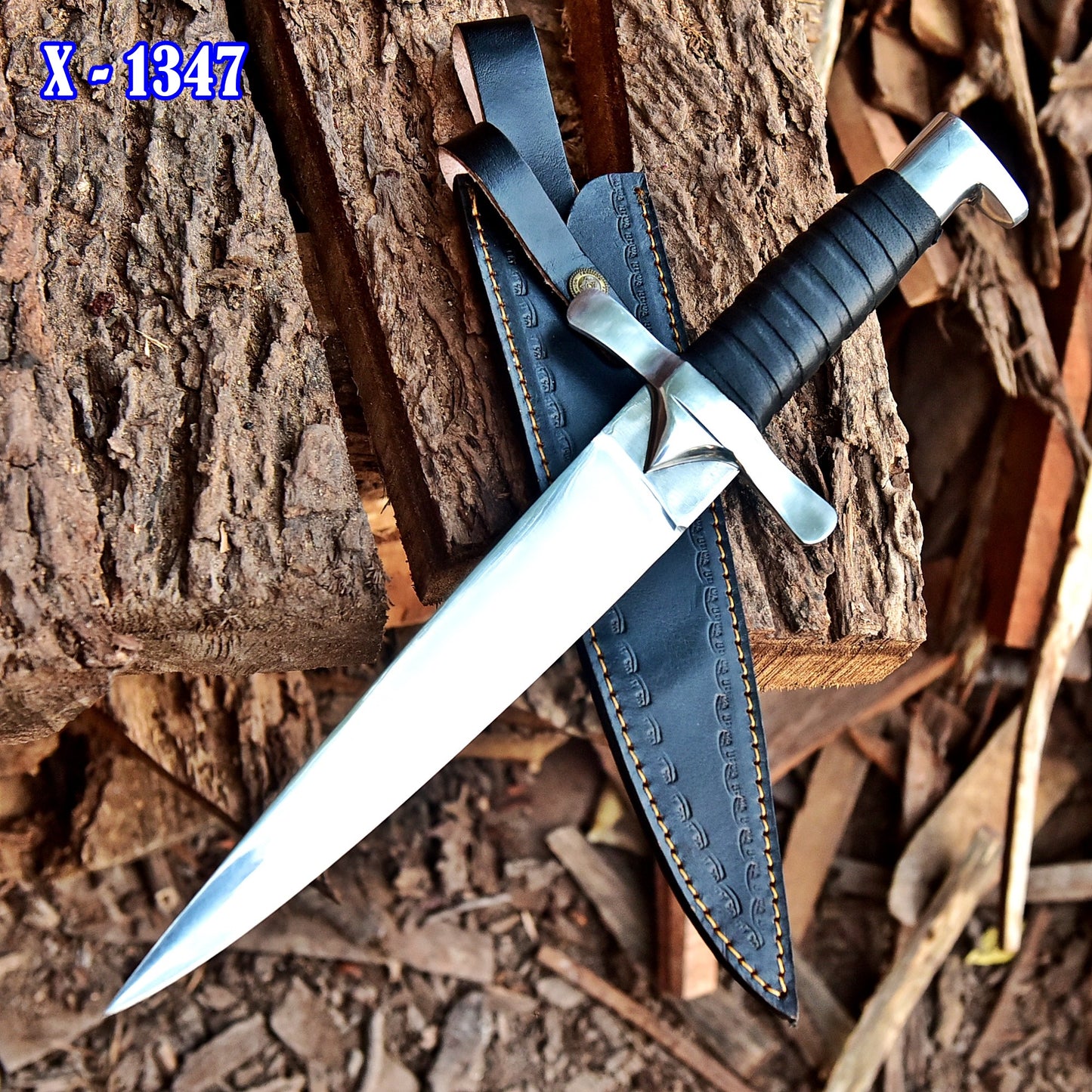 Handmade D2 Hunting Carbon Steel Fix Blade Knife Leather Handle With Sheath