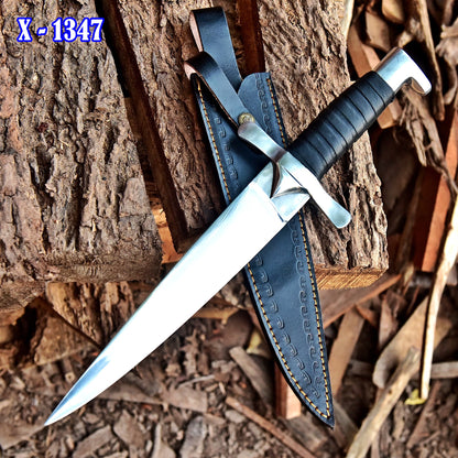 Handmade D2 Hunting Carbon Steel Fix Blade Knife Leather Handle With Sheath