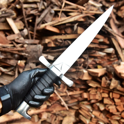 Handmade D2 Hunting Carbon Steel Fix Blade Knife Leather Handle With Sheath