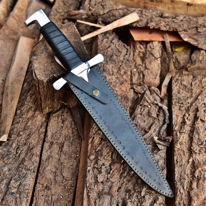 Handmade D2 Hunting Carbon Steel Fix Blade Knife Leather Handle With Sheath