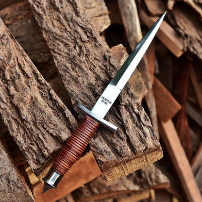 12" Handmade Carbon Steel Double Edge Blade Dagger Knife Leather Handle