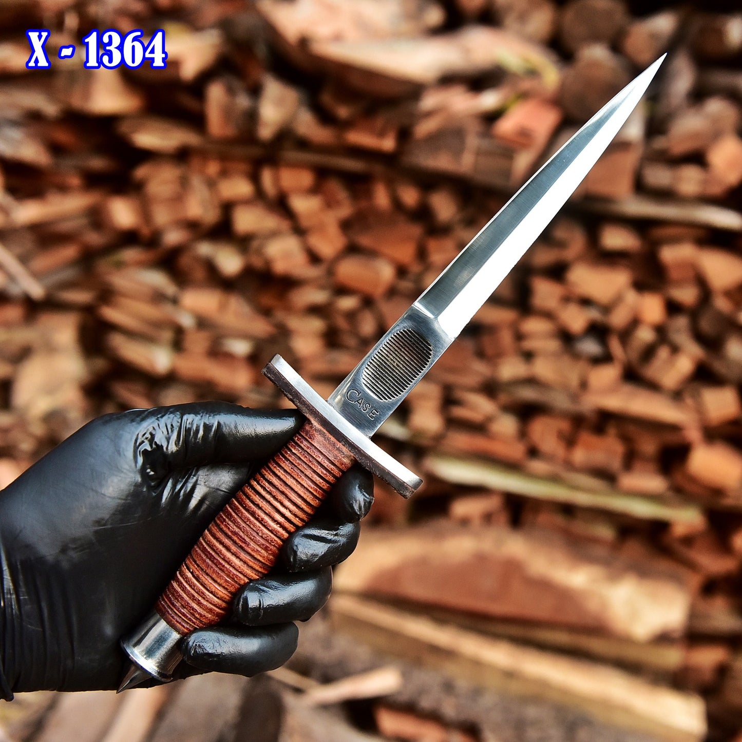 12" Handmade Carbon Steel Double Edge Blade Dagger Knife Leather Handle