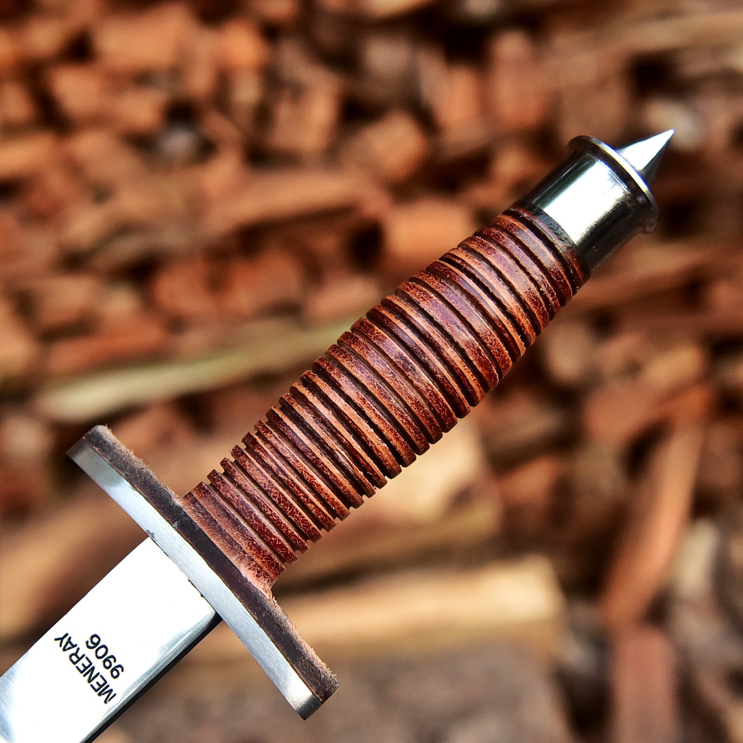 12" Handmade Carbon Steel Double Edge Blade Dagger Knife Leather Handle