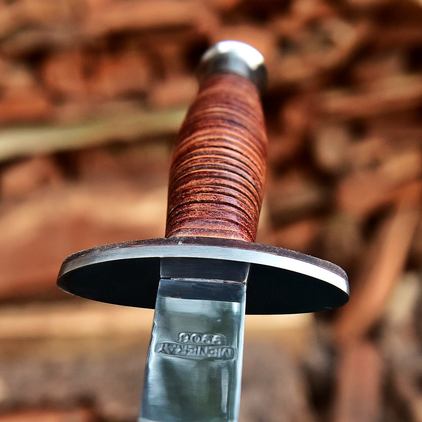 12" Handmade Carbon Steel Double Edge Blade Dagger Knife Leather Handle