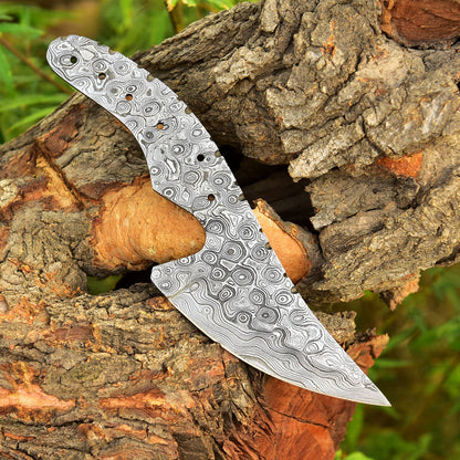 Custom Handmade Damascus Steel Blade Full Tang Skinner Blank Blade