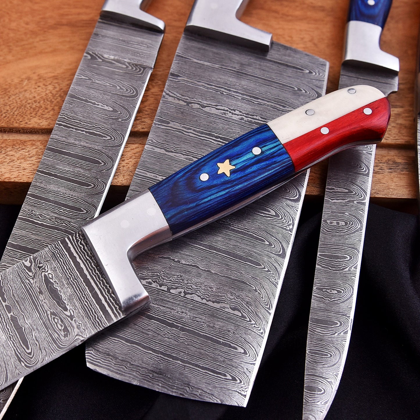 Handmade Damascus Chef Knife Set 5 Pieces Forged Kitchen Knife Set